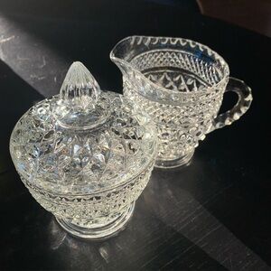 ANCHOR HOCKING | Wexford | Vintage Pressed Glass Creamer & Sugar